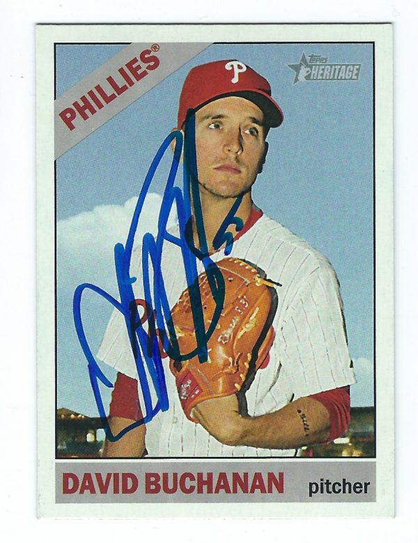 Autographed David Buchanan Philadelphia Phillies 2015 Topps Heritage Card #506
