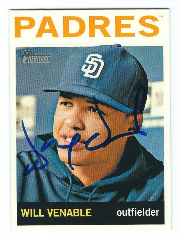 Autographed Will Venable San Diego Padres 2013 Topps Heritage Card #402