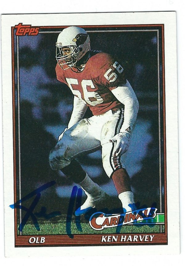 Autographed 1991 TOPPS Ken Harvey Phoenix Cardinals Card #518 w/COA