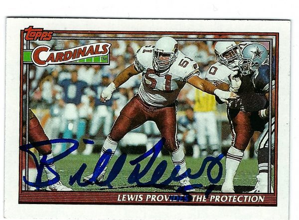 Autographed 1991 TOPPS Bill Lewis Phoenix Cardinals Card #649 w/COA
