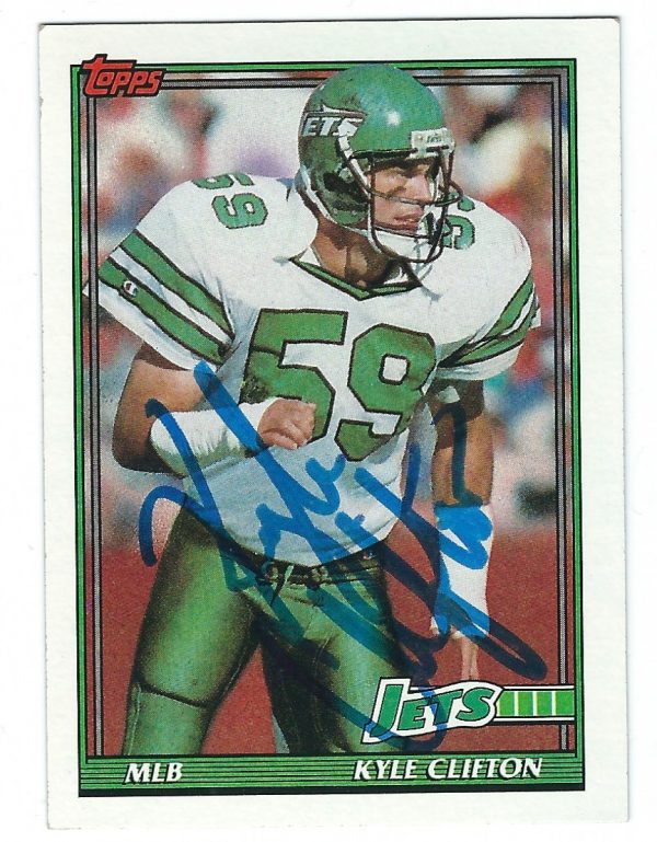 Autographed 1991 TOPPS Kyle Clifton New York Jets Football Card #479 w/COA
