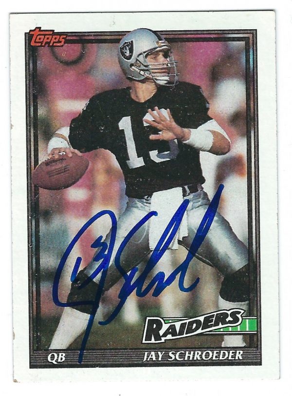 Autographed 1991 TOPPS  Jay Schroeder Oakland Raiders Card #96 w/COA