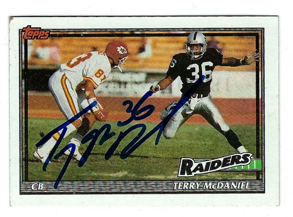 Autographed 1991 TOPPS Terry McDaniel Oakland Raiders Card #88 w/COA