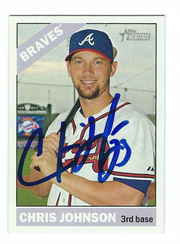 Autographed CHRIS JOHNSON Atlanta Braves 2015 Topps Heritage Card #154