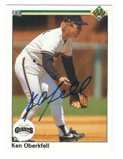 Autographed KEN OBERKFELL 1990 UPPER DECK Card