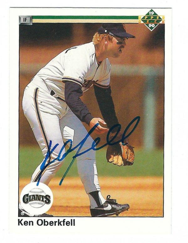 Autographed KEN OBERKFELL 1990 UPPER DECK Card