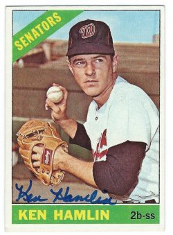 Autographed KEN HAMLIN Washington Senators 1966 Topps Card