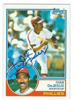 Autographed IVAN DEJESUS 1983 TOPPS Card