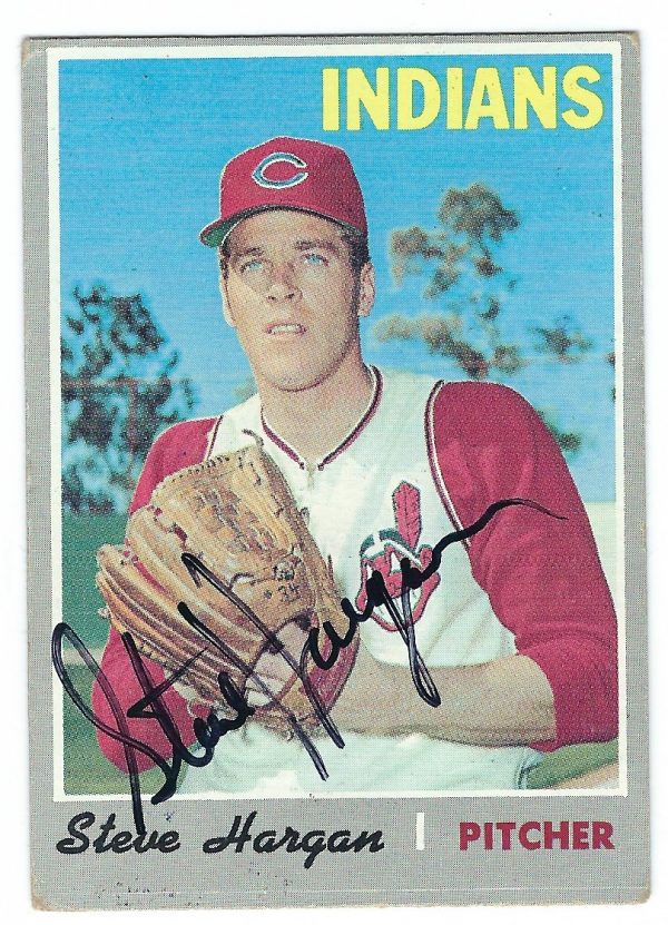 Autographed STEVE HARGAN Cleveland Indians 1970 Topps  Card