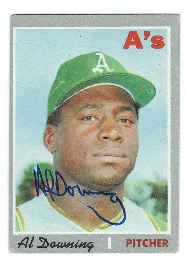Autographed AL DOWNING Oakland A's 1970 Topps  Card
