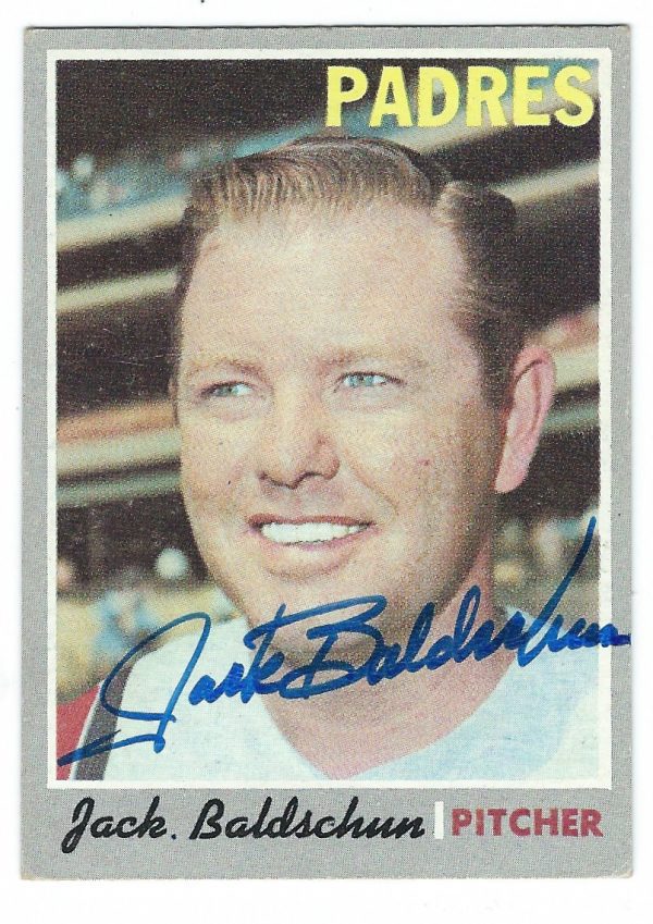 Autographed JACK BALDSCHUN San Diego Padres 1970 Topps  Card