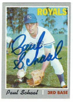 Autographed PAUL SCHAAL Kansas City Royals 1970 Topps  Card