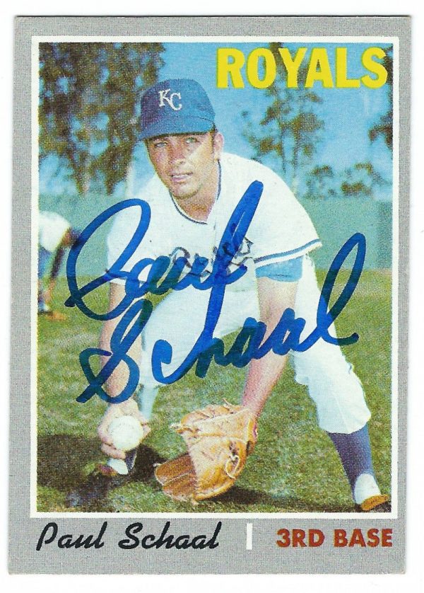 Autographed PAUL SCHAAL Kansas City Royals 1970 Topps  Card