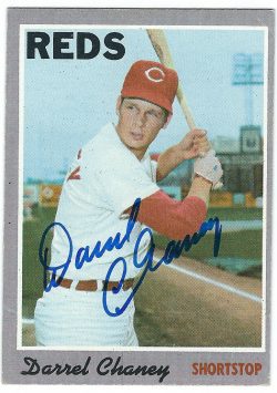 Autographed DARREL CHANEY Cincinnati Reds 1970 Topps  Card