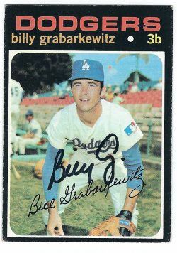 Autographed BILLY GRABARKEWITZ Los Angeles Dodgers 1971 Topps Card