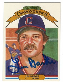 Autographed  LEN BARKER 1982 Donruss Diamond King