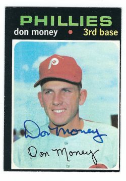 Autographed DON MONEY 1971 Topps Card