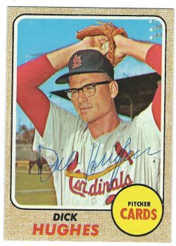 Autographed DICK HUGHES 1968 Topps Card