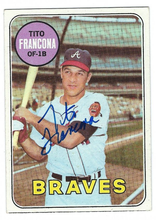 Autographed TITO FRANCONA Atlanta Braves 1969 Topps Card