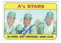 Autographed BERT CAMPANERIS 1969 Topps Card