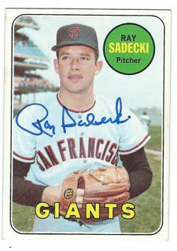 Autographed RAY SADECKI 1969 Topps Card