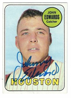 Autographed JOHNNY EDWARDS 1969 Topps Card