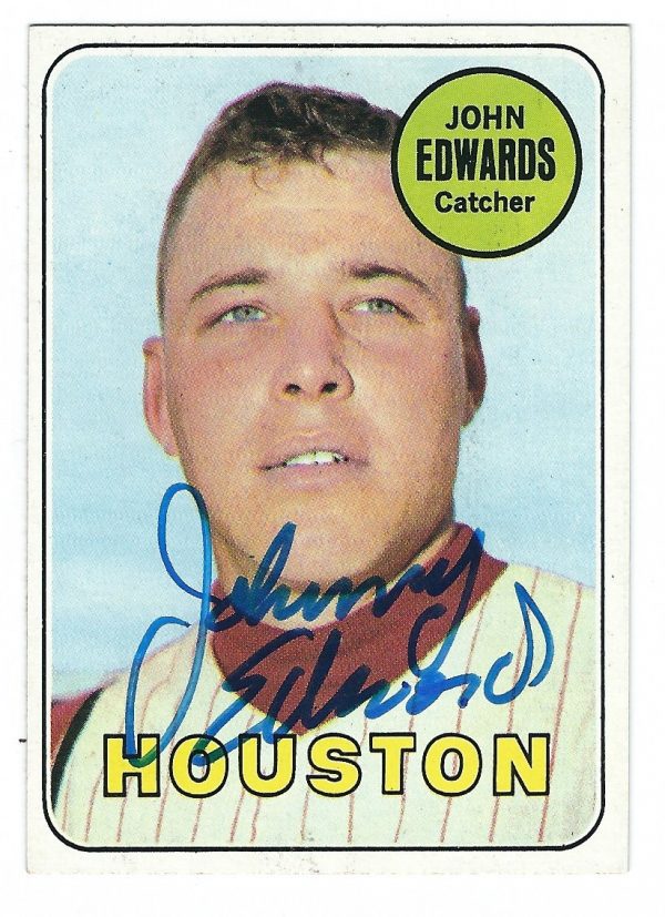 Autographed JOHNNY EDWARDS 1969 Topps Card