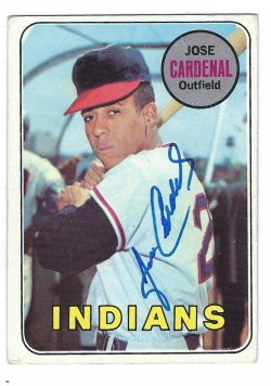 Autographed JOSE CARDENAL 1969 Topps Card