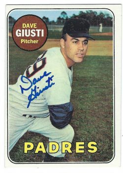 Autographed DAVE GIUSTI 1969 Topps Card