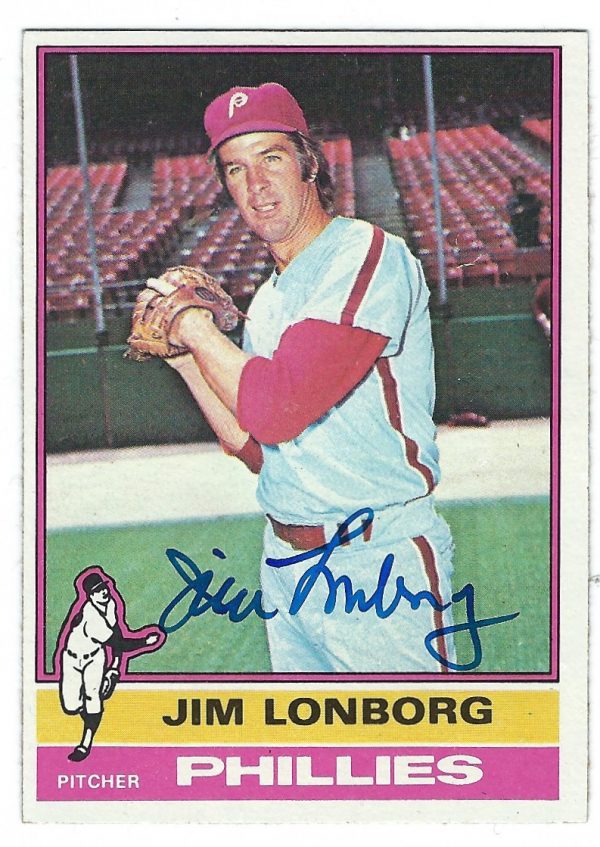 Autographed JIM LONBORG 1976 Topps Card