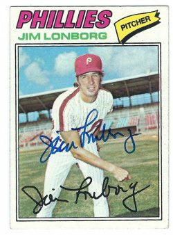Autographed JIM LONBORG 1977 Topps Card
