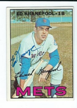 Autographed 1967 Topps Ed Kranepool New York Mets Card #452 - w/COA