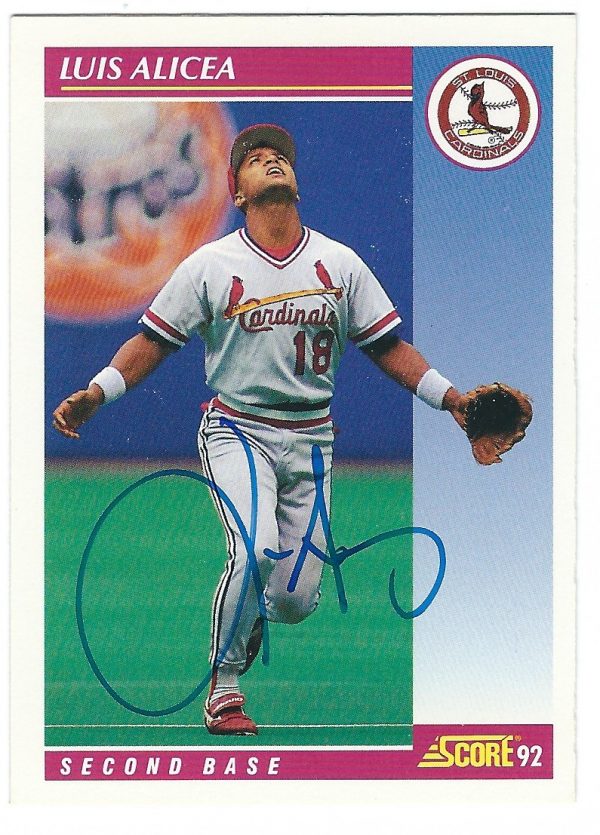 Autographed LUIS ALICEA 1992 Score Baseball Card