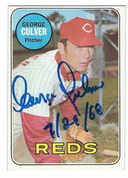 Autographed GEORGE CULVER 1969 Topps Card