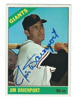 Autographed JIM DAVENPORT 1966 Topps Card
