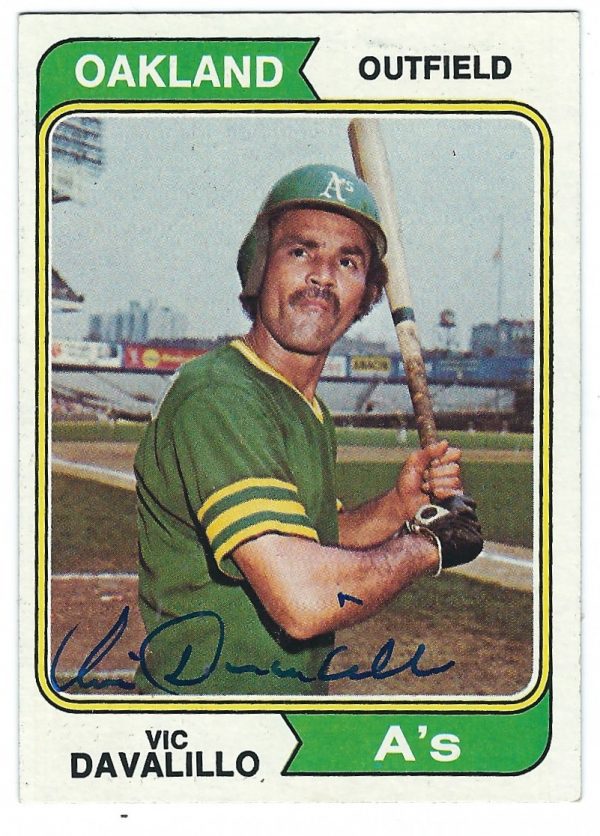 Autographed VIC DAVALILLO 1974 Topps  Card