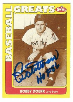 Autographed BOBBY DOERR 1991 Swell Baseball Great Card