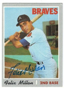 Autographed FELIX MILLAN Atlanta Braves 1970 Topps Card