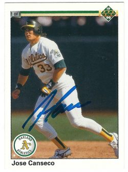 Autographed JOSE CANSECO 1990 UPPER DECK Card