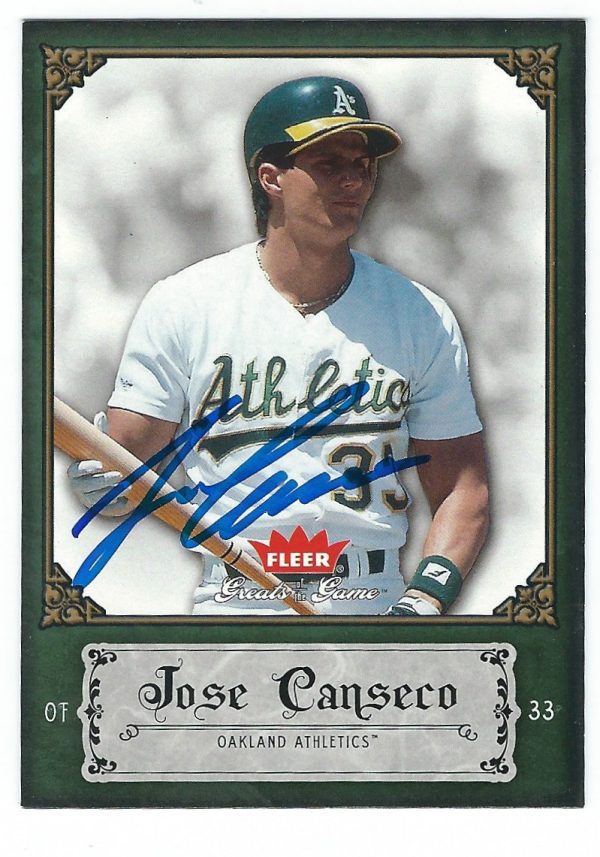 Autographed JOSE CANSECO 2006 FLEER GREATS of the GAME CARD