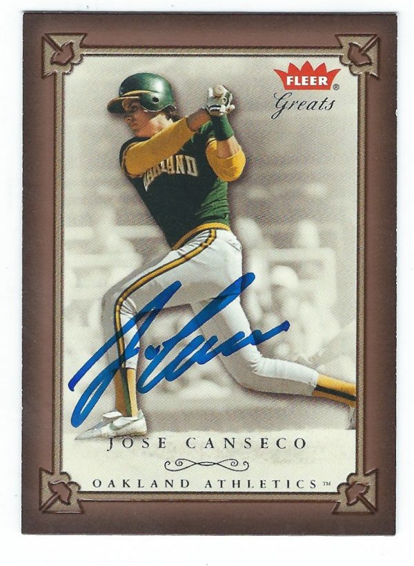 Autographed JOSE CANSECO 2004 Fleer Greats of the Game Card