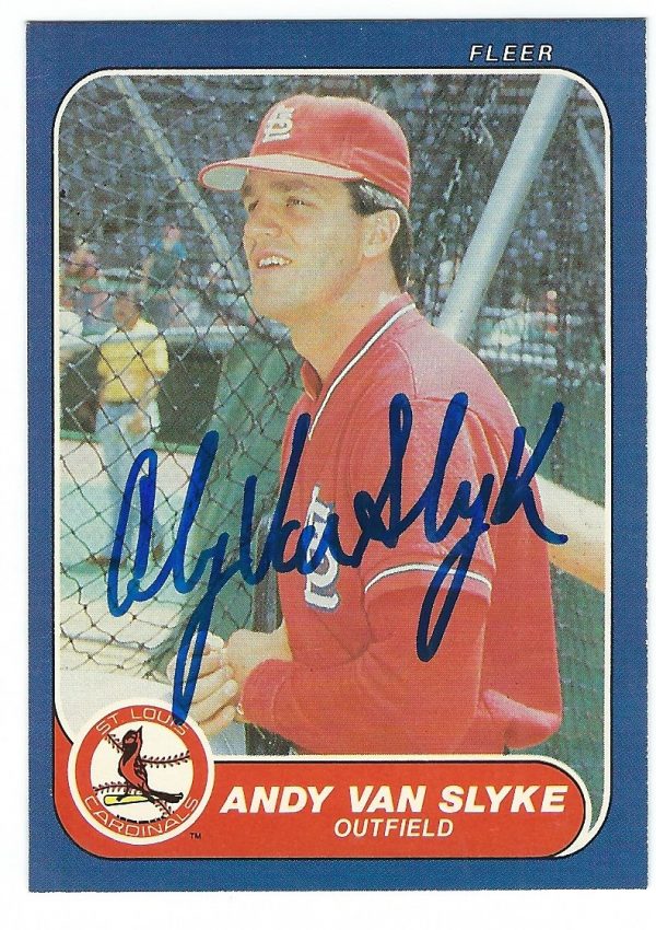 Autographed  ANDY VAN SLYKE 1985 Fleer Card