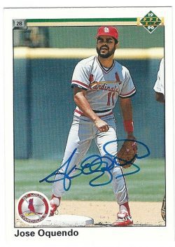 Autographed JOSE OQUENDO 1990 UPPER DECK Card