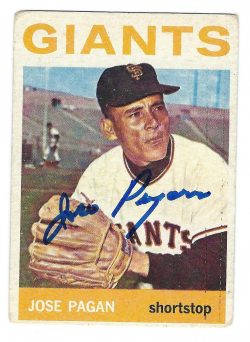 Autographed JOSE PAGAN 1964 Topps Card