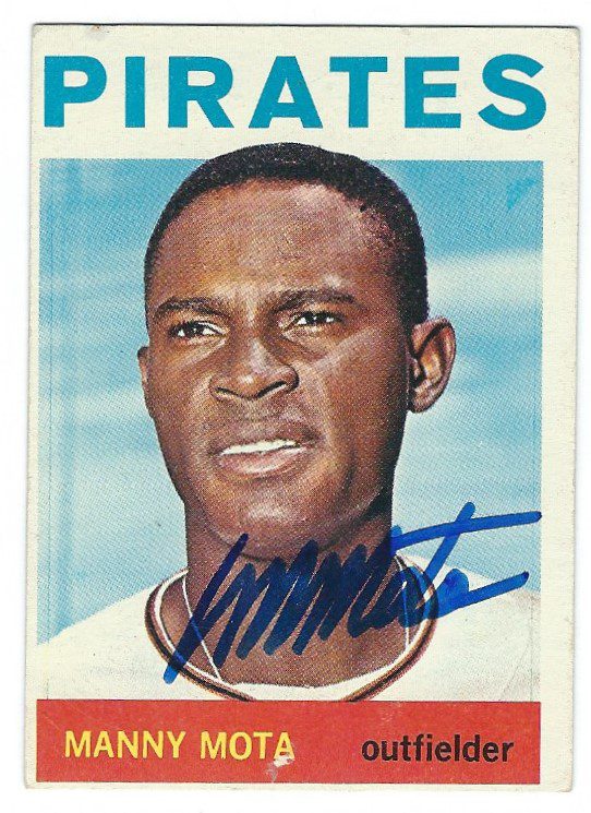 Autographed MANNY MOTA Pittsburgh Pirates 1964 Topps Card - Main