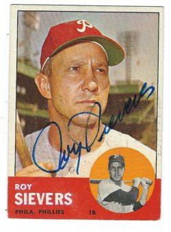 Autographed ROY SIEVERS 1963 Topps Card