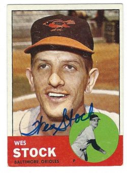 Autographed WES STOCK 1963 Topps Card