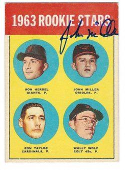 Autographed JOHN MILLER 1963 Topps Card