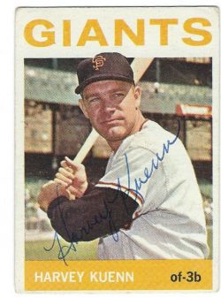 Autographed HARVEY KUENN 1964 Topps Card