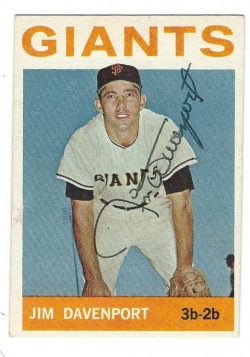 Autographed JIM DAVENPORT 1964 Topps Card